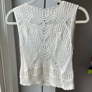 Abercrombie & Fitch White Ribbed Cropped Tank Top